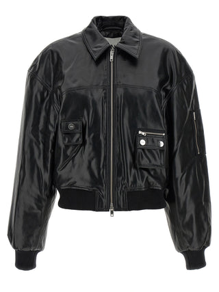 Black Leather Bomber