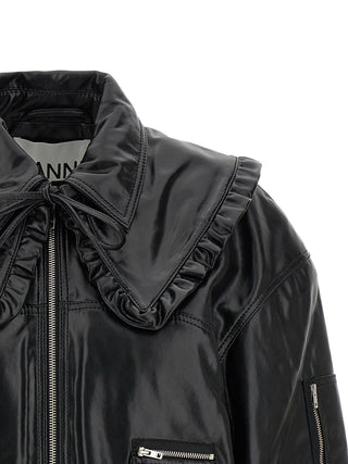 Black Leather Bomber