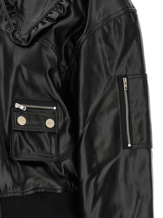 Black Leather Bomber