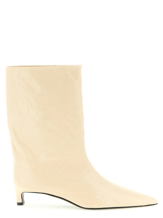 Beige Calfskin Ankle Boots