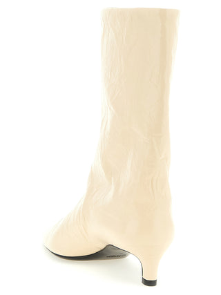 Beige Calfskin Ankle Boots