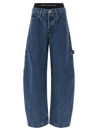 Jeans de algodón azul de corte relajado  