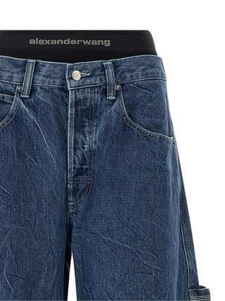 Jeans de algodón azul de corte relajado  