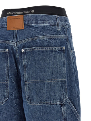 Jeans de algodón azul de corte relajado  