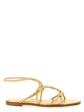 Gold Lamb Leather Flat Sandals