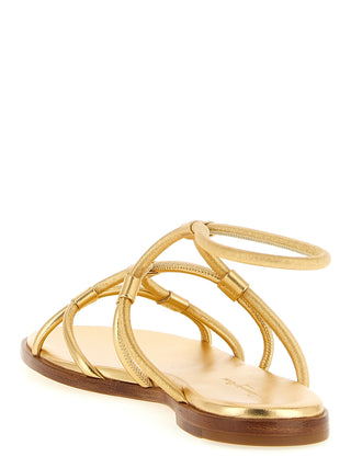 Gold Lamb Leather Flat Sandals