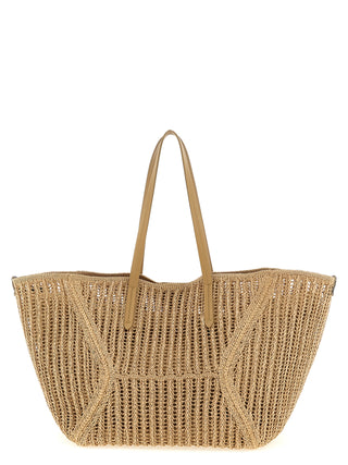 Bolso de hombro beige de poliamida