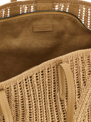 Bolso de hombro beige de poliamida