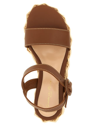 Brown Calfskin Wedge Sandals