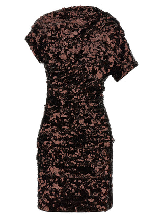 Brown Polyester Short Dress