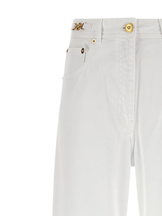 White Cotton Straight-Leg Jeans