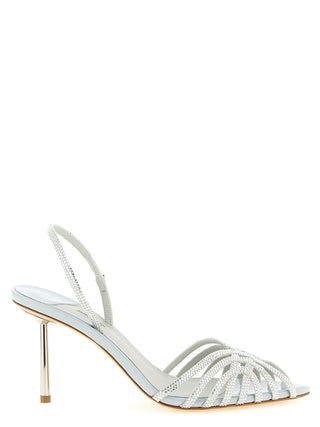 Gray Goatskin Stiletto Heel Sandals