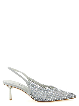 Gray Polyester Mid Heel Pumps