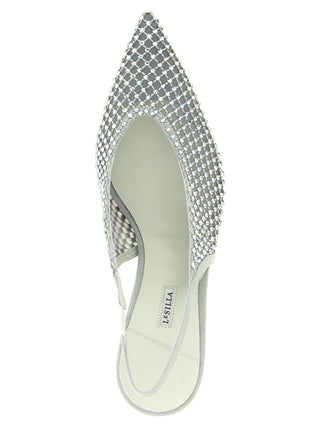 Zapatos de tacón medio de poliéster gris