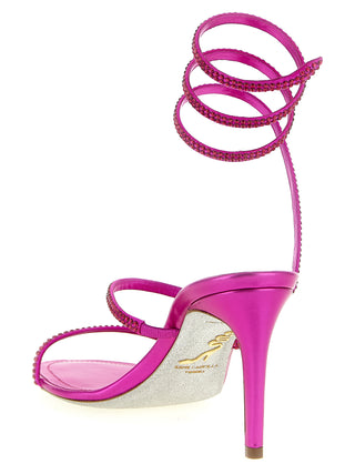 Fuchsia Viscose Stiletto Heel Sandals