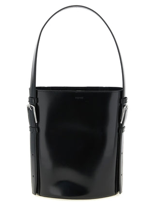 Bolso de hombro negro de cuero de vaca