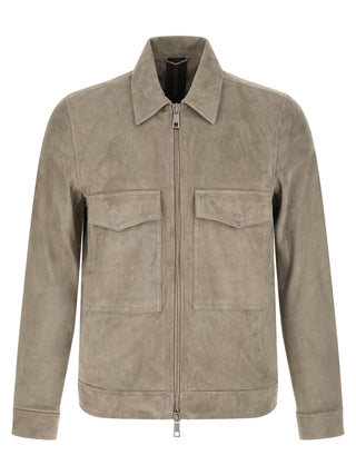 Gray Lamb Leather Leather Jacket