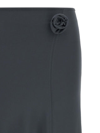 Gray Polyamide Midi Skirt