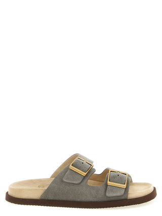 Gray Calfskin Slides