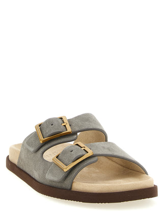 Gray Calfskin Slides
