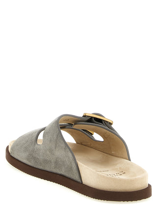 Gray Calfskin Slides
