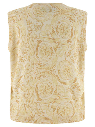 Bicolor Silk Sleeveless Jacket