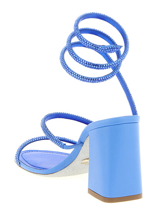 Blue Viscose Stiletto Heel Sandals