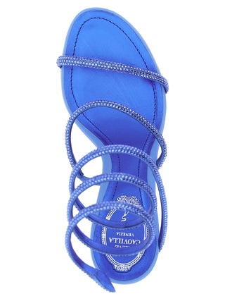 Blue Viscose Stiletto Heel Sandals