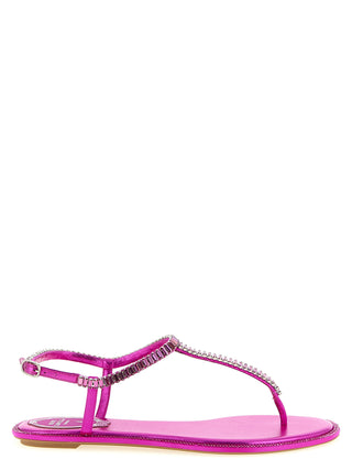 Sandalias planas de viscosa fucsia
