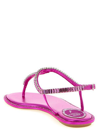 Fuchsia Viscose Flat Sandals