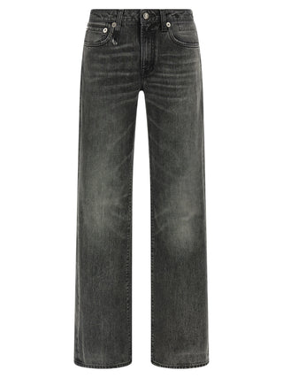 Gray Cotton Straight-Leg Jeans