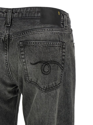 Gray Cotton Straight-Leg Jeans