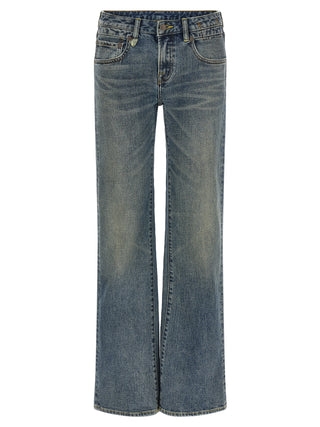 Blue Cotton Flared Jeans