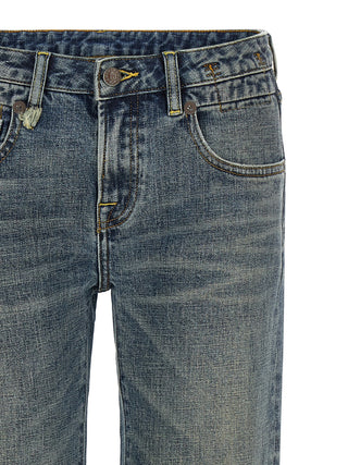 Jeans acampanados azules de algodón