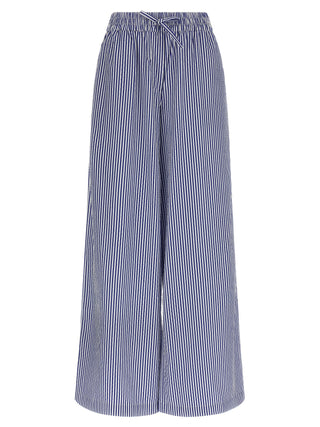 Blue Cotton Casual Pants