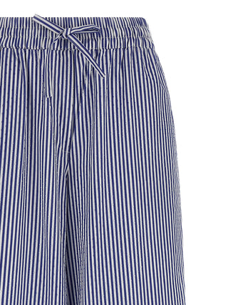 Blue Cotton Casual Pants