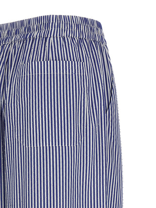 Blue Cotton Casual Pants