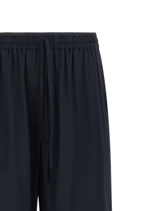 Blue Silk Casual Pants
