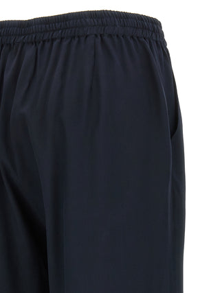 Blue Silk Casual Pants