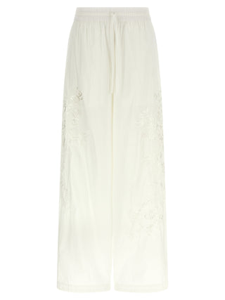 White Polyamide Casual Pants