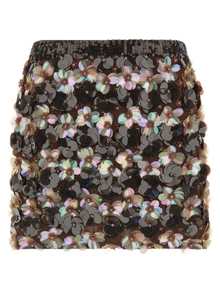 Falda larga de poliamida marrón