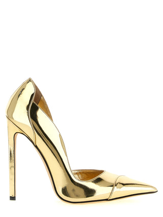 Gold Leather High Heel Pumps