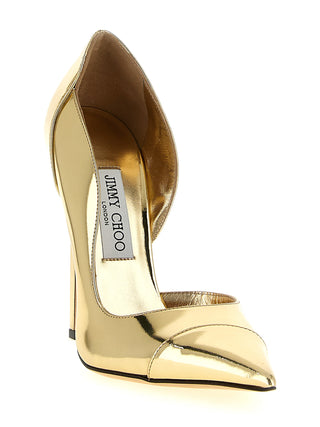 Gold Leather High Heel Pumps