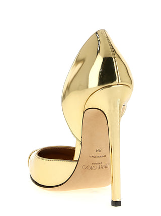 Gold Leather High Heel Pumps