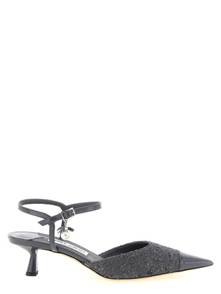 Zapatos de tacón medio de Tencel gris