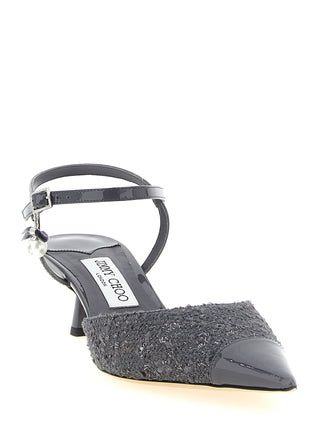 Zapatos de tacón medio de Tencel gris