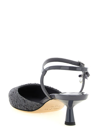 Zapatos de tacón medio de Tencel gris