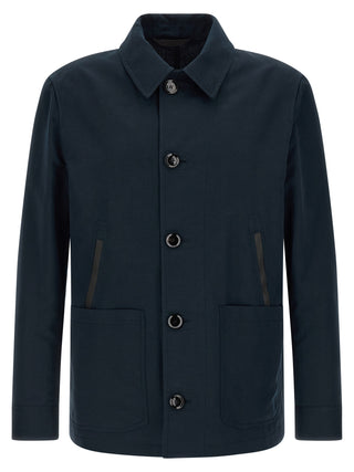 Blue Linen Full-Length Jacket