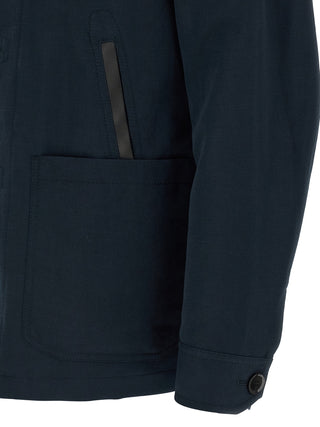 Blue Linen Full-Length Jacket