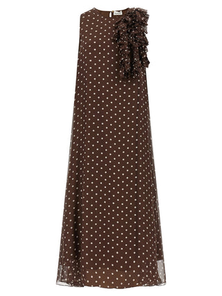 Vestido largo marrón de poliéster